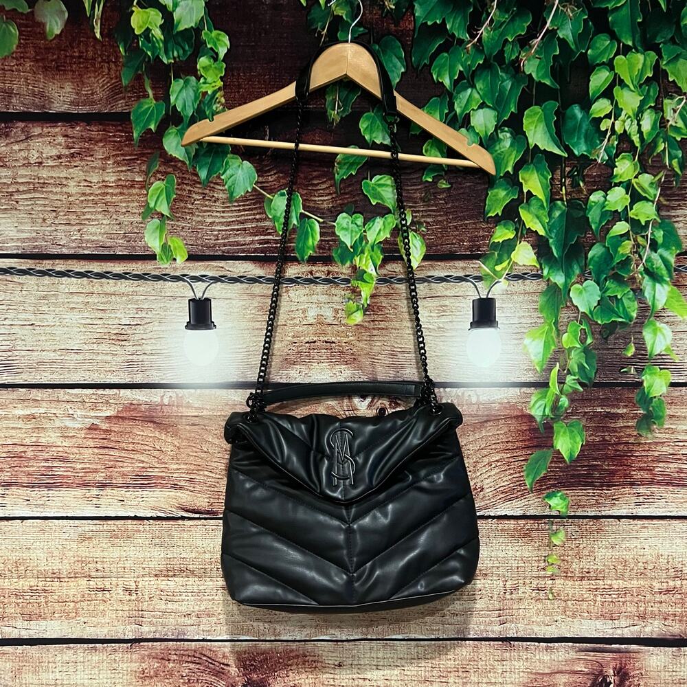 Steve Madden Britta Shoulder Bag Quilted Black Purse Handbag 13x10